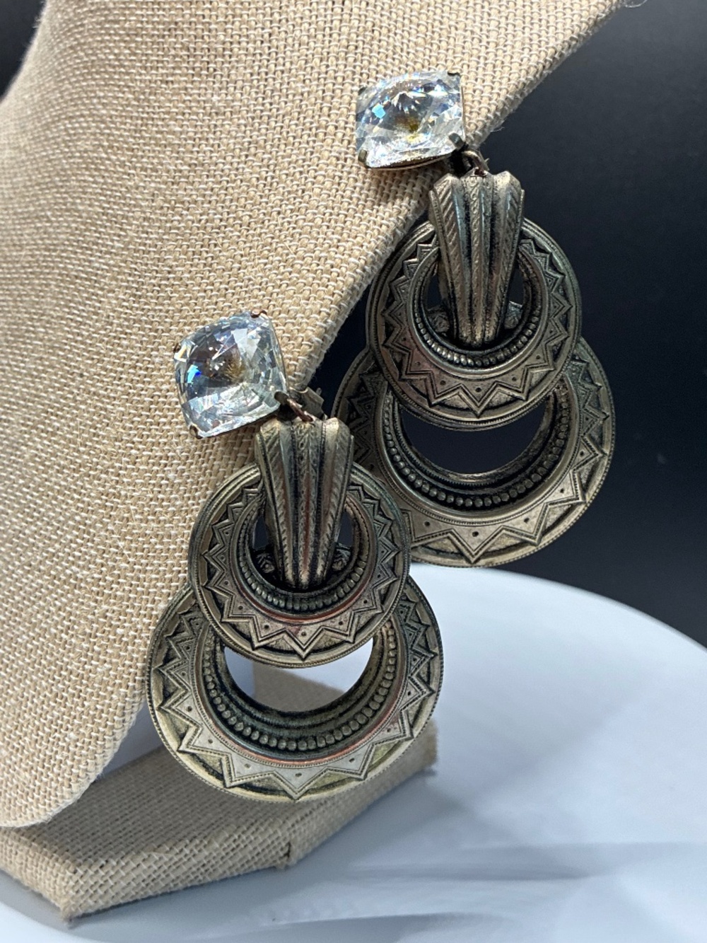 Vintage 1980’s style door knocker drop earring clip on